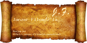 Janzer Filoméla névjegykártya